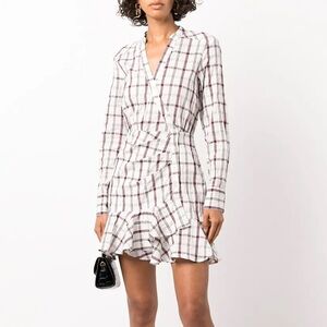 Veronica Beard Sherry Plaid Mini Dress Flounce Hem Check Pattern